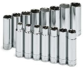 S K Hand Tools SKT1945 .50in. Drive 6 Point Metric Deep Socket Set - 15 Pieces