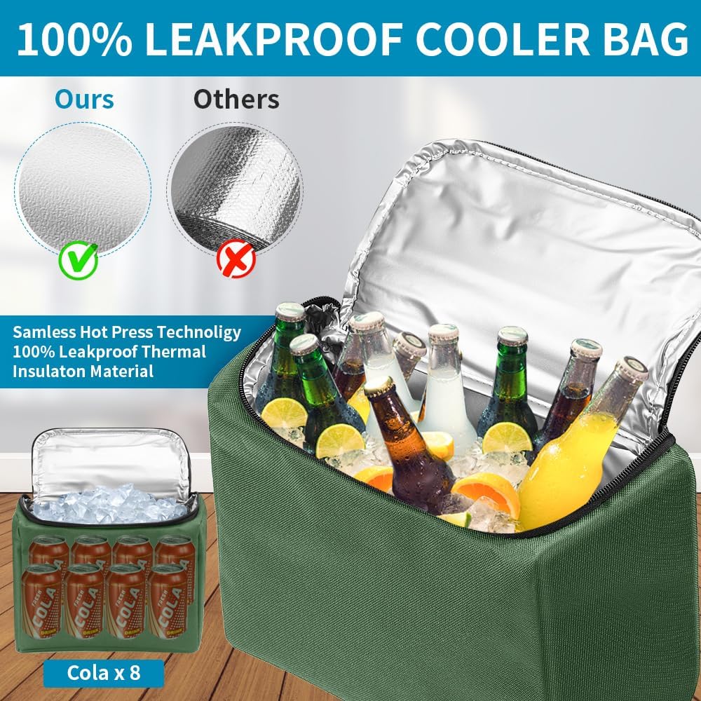 Car Trunk Organizer with Cooler, Hanging Car Organizers and Storage with Large Pockets, Zippers Detachable Seat Back Organizers Storage, Waterproof Car Storage Trunk Organizer for Jeeps, SUVs, Olive