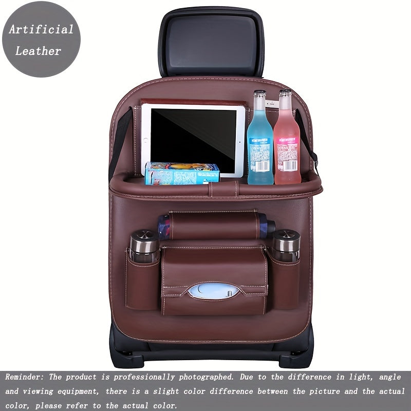 Upgrade Your Car With This Luxury Leather StoraBag And Tray - Perfect For Kids' Snacks And Toys!