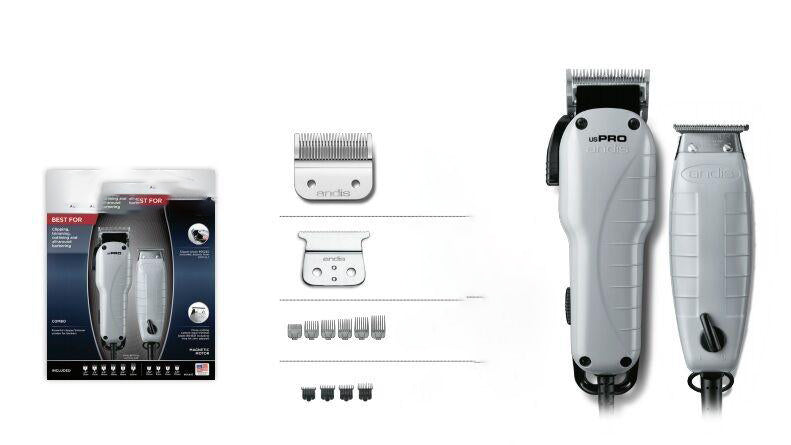 Andis Barber Combo #66495 Heavy Duty Clipper Us-1 & T-outliner Trimmer UK Volt37