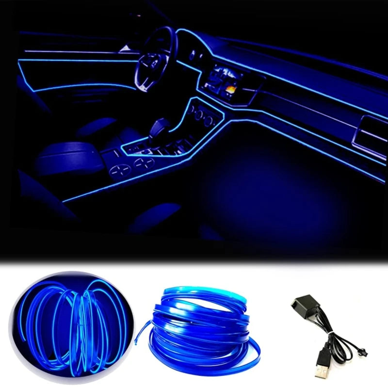 196.85inchCar Environment El Wire LED USB Flexible Neon Interior Lights Assembly RGB Light For Automotive Decoration Lighting Accessories