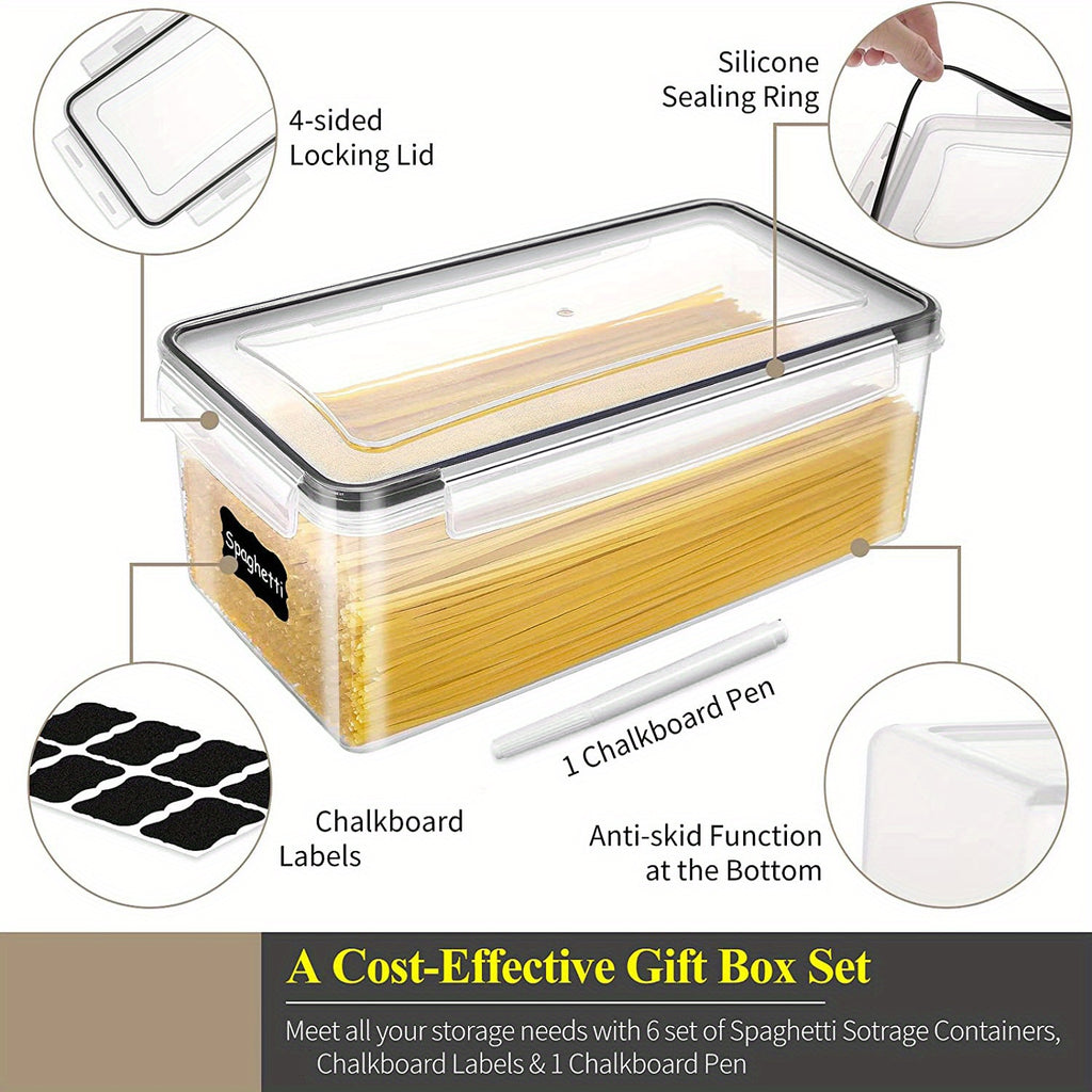 1/2/3pcs Airtight Food StoraContainers With Lids 3.2L, Plastic Spaghetti Container, PP Material BPA Kitchen Pantry Organization And Storage