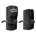 Camelot Aged Bronze Electronic Door Lock with Accent Door Lever Featuring Flex Lock