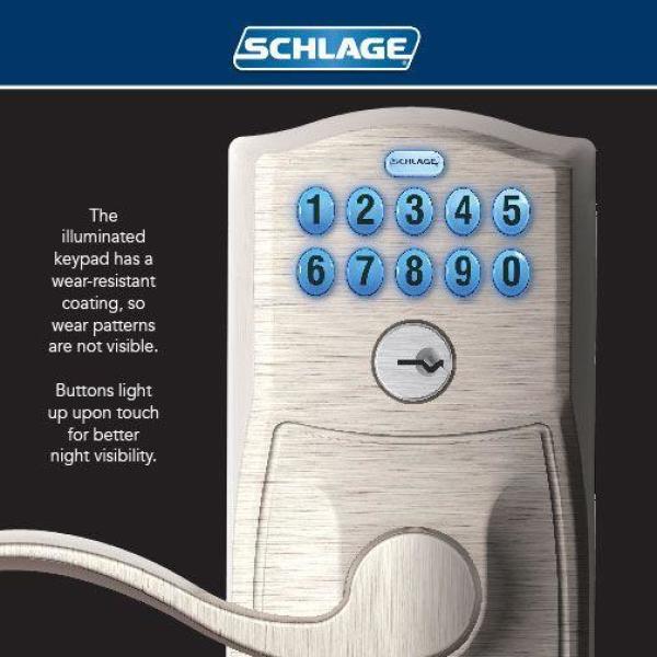 Camelot Aged Bronze Electronic Door Lock with Accent Door Lever Featuring Flex Lock
