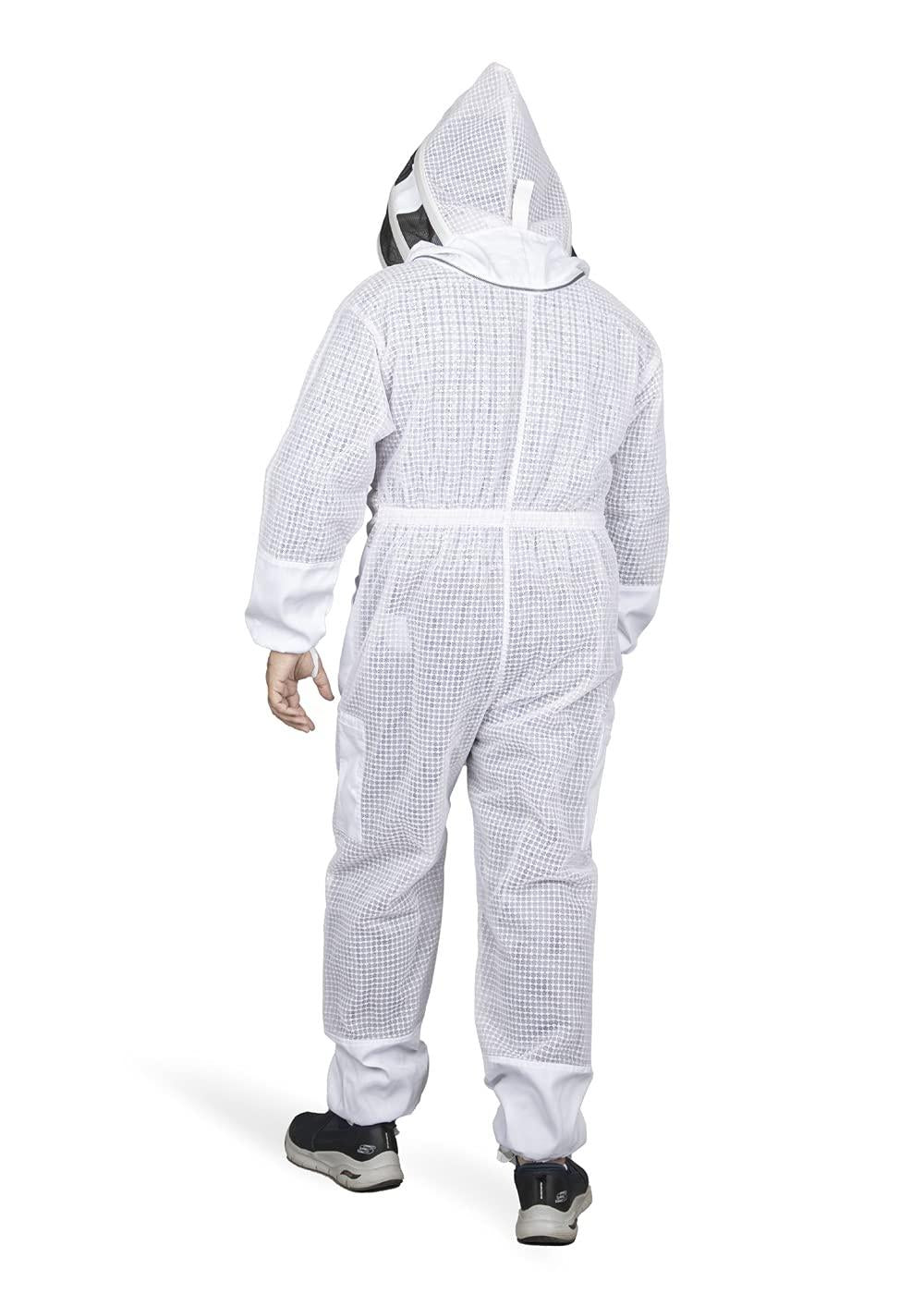 Sting Proof Premium 3 Layer Unisex White Mesh Beekeeping Suit Ultra Ventilated Beekeeping Suit Fencing Veil-L