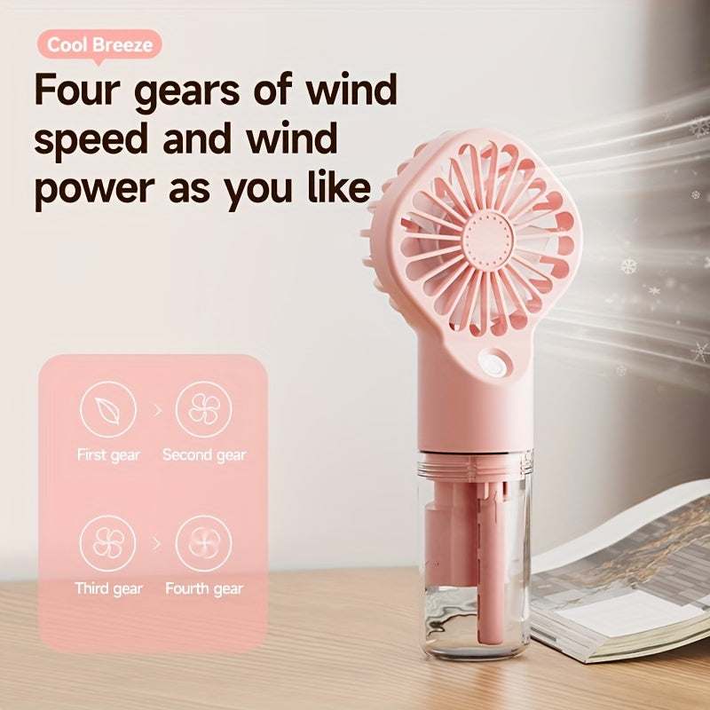 Portable Rechargeable Handheld Misting Fan - Battery Operated Mini Face Steamer for Travel &amp; Outdoors