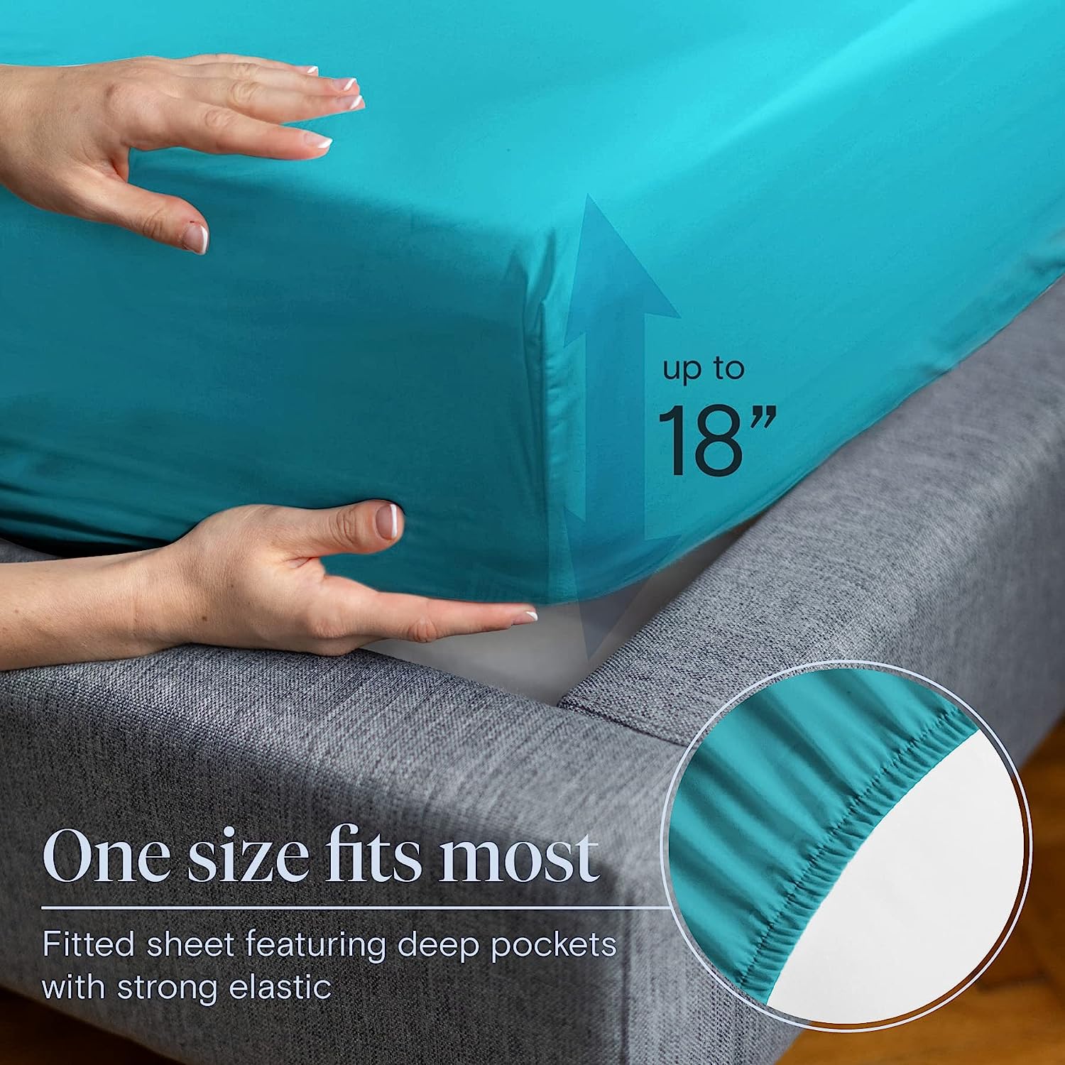 LuxClub 7 PC Split King Sheet Set Bamboo Sheets Deep Pockets 18" Eco Friendly Wrinkle Free Cooling Sheets Machine Washable Hotel Bedding Silky Soft - Teal Split King