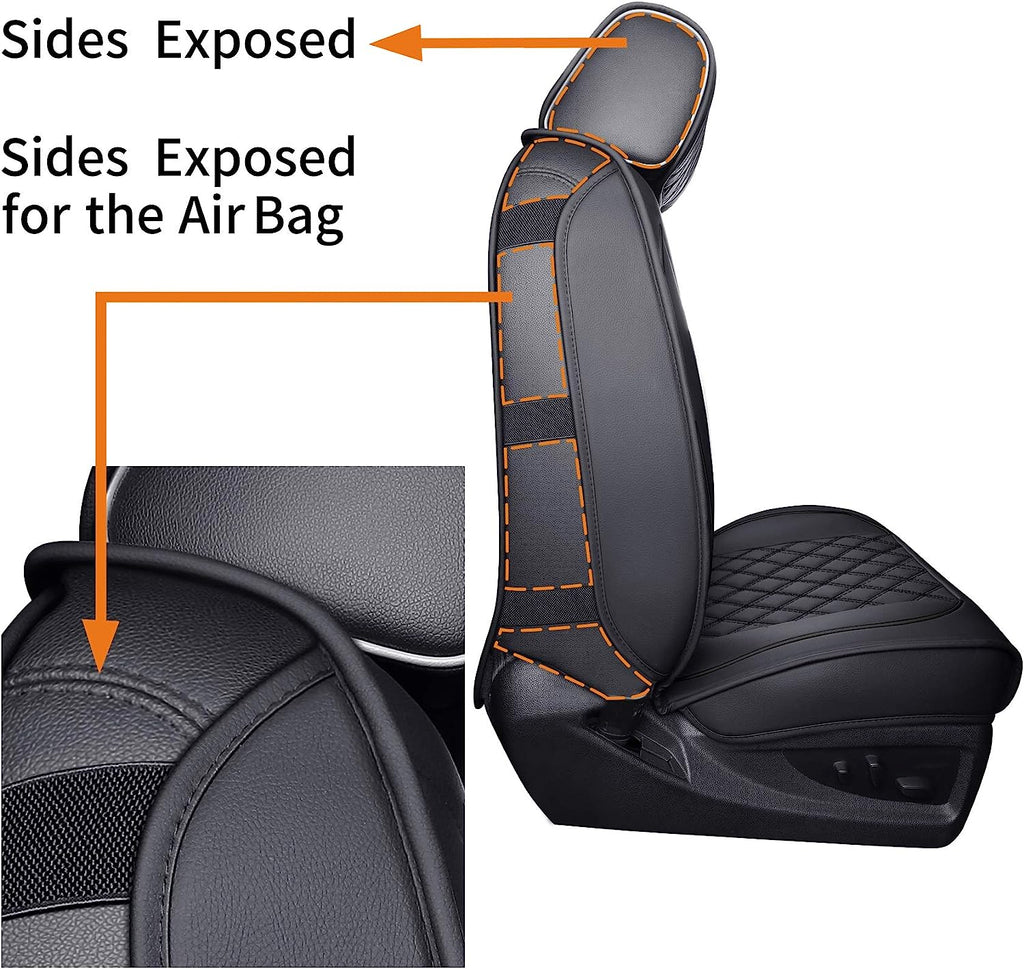 Aierxuan Seat Covers for Truck Chevy Chevrolet Silverado GMC Sierra Pickup 2007-2024 1500 2500HD 3500HD Trail Boss Z71 Crew Double Extended Cab Waterproof Leather Protectors (Full Set, Black)