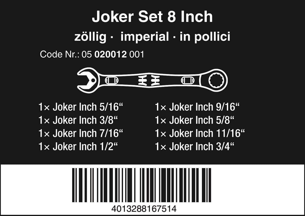 W05020012001 Joker Set Imperial Combination Wrench-Set, 8 Pieces
