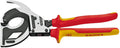 Knipex Tools 95 36 320 Three StaDrive Ratchet Cable Cutter with 1000V Insulated Handle, Red/Yellow