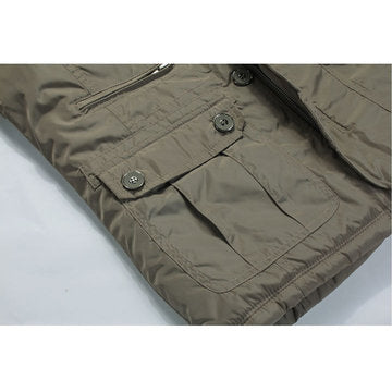 men's casual business windproof thicken multi safe zipper pockets plaid warm trench coat