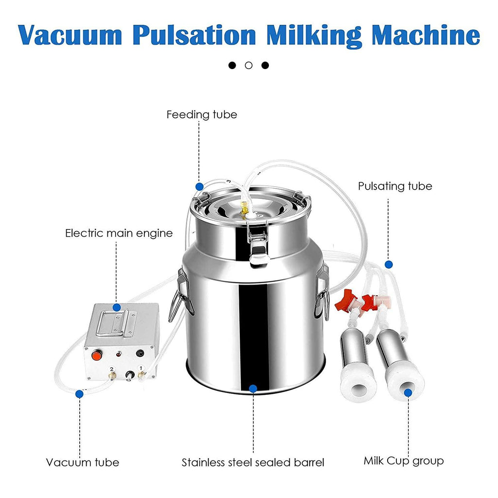 14L MilMachine for Cows Farms Or Daily Family,Electric Vacuum Pulsation Suction Pump Milker Machine,Portable Automatic Cattle MilEquipment with Brush Milk Lining (14L) …