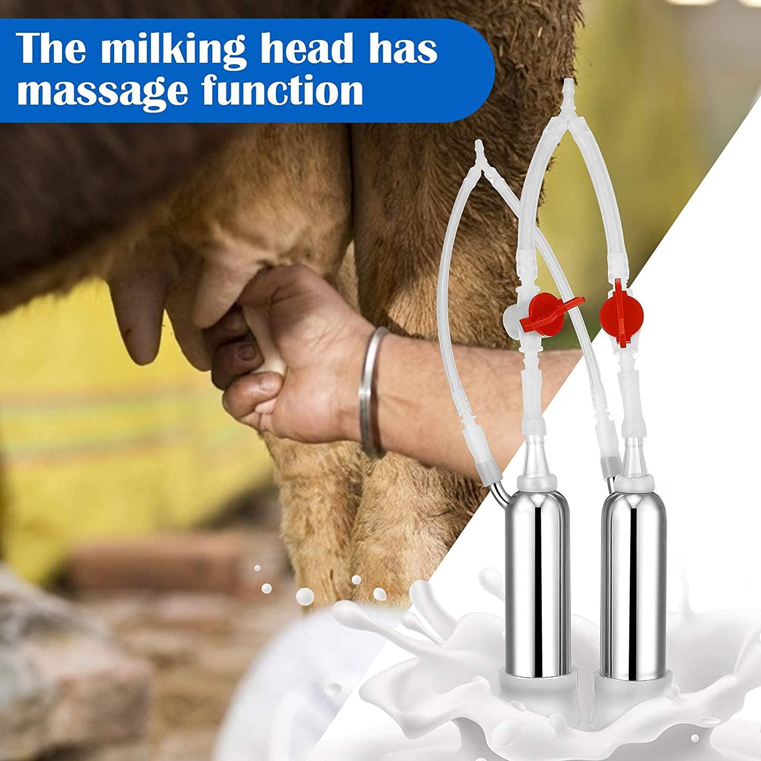 14L MilMachine for Cows Farms Or Daily Family,Electric Vacuum Pulsation Suction Pump Milker Machine,Portable Automatic Cattle MilEquipment with Brush Milk Lining (14L) …
