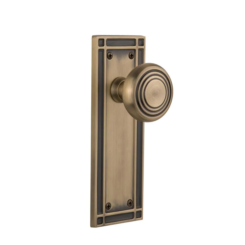 Mission Plate 2-3/8 in. Backset Antique Brass Privacy Bed/Bath Deco Door Knob