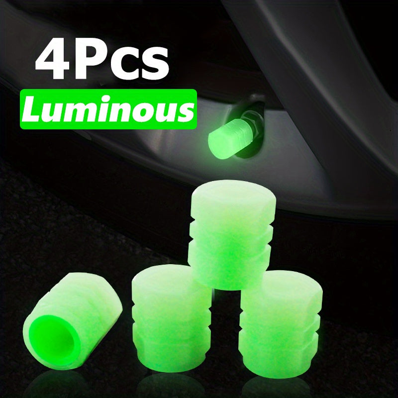 4pcs Webdiennuoc Valve Caps, Luminous Caps, Universal Fluorescent Tire Valve Caps 4pcs/Set, Fluorescent Tire Valve Caps STEM Caps