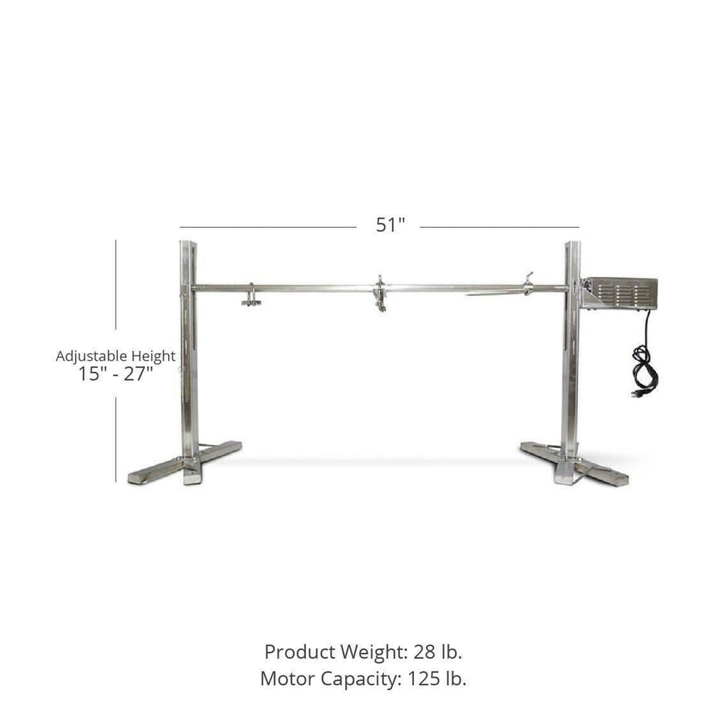 Outdoors Open Fire 25W Spit Tripod Rotisserie Roaster Stand 125 LB