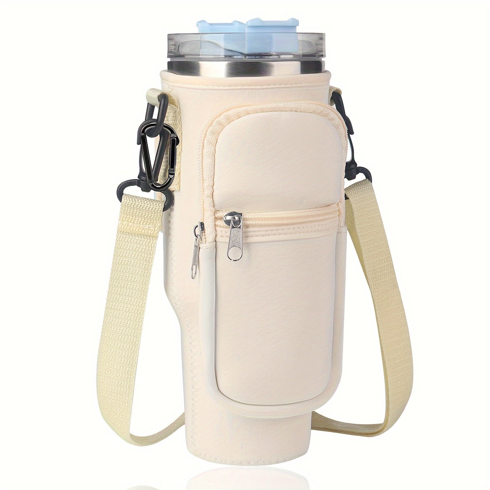 Water Bottle Carrier Bag with Phone Pocket for Stanley 40oz Tumbler with Handle Neoprene Water Bottle Holder Pouch with Adjustable Strap Bollus wit