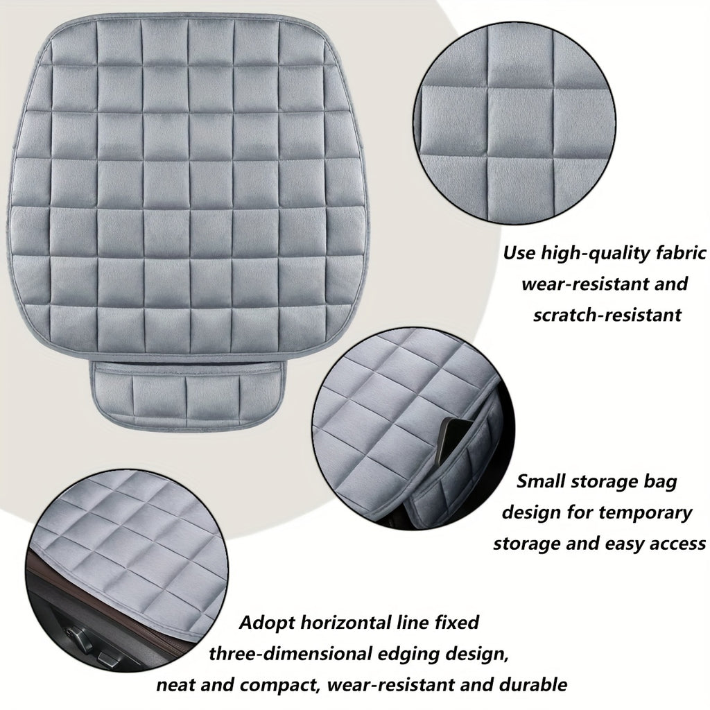1pc Car Seat Cushion, Non-Slip Rubber Bottom With StoraPouch, Premium Comfort Memory Foam, Driver Seat Back Seat Cushion, Car Seat Pad Universal