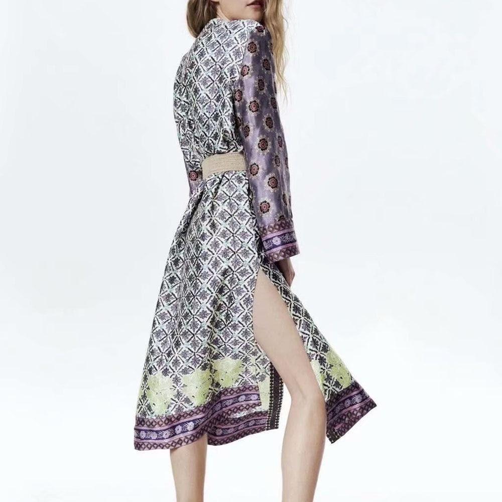 bohemian style v-neck long sleeve kimono