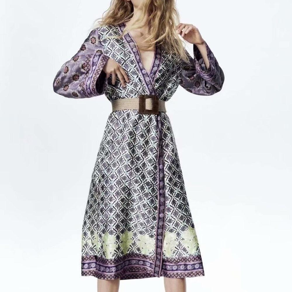 bohemian style v-neck long sleeve kimono