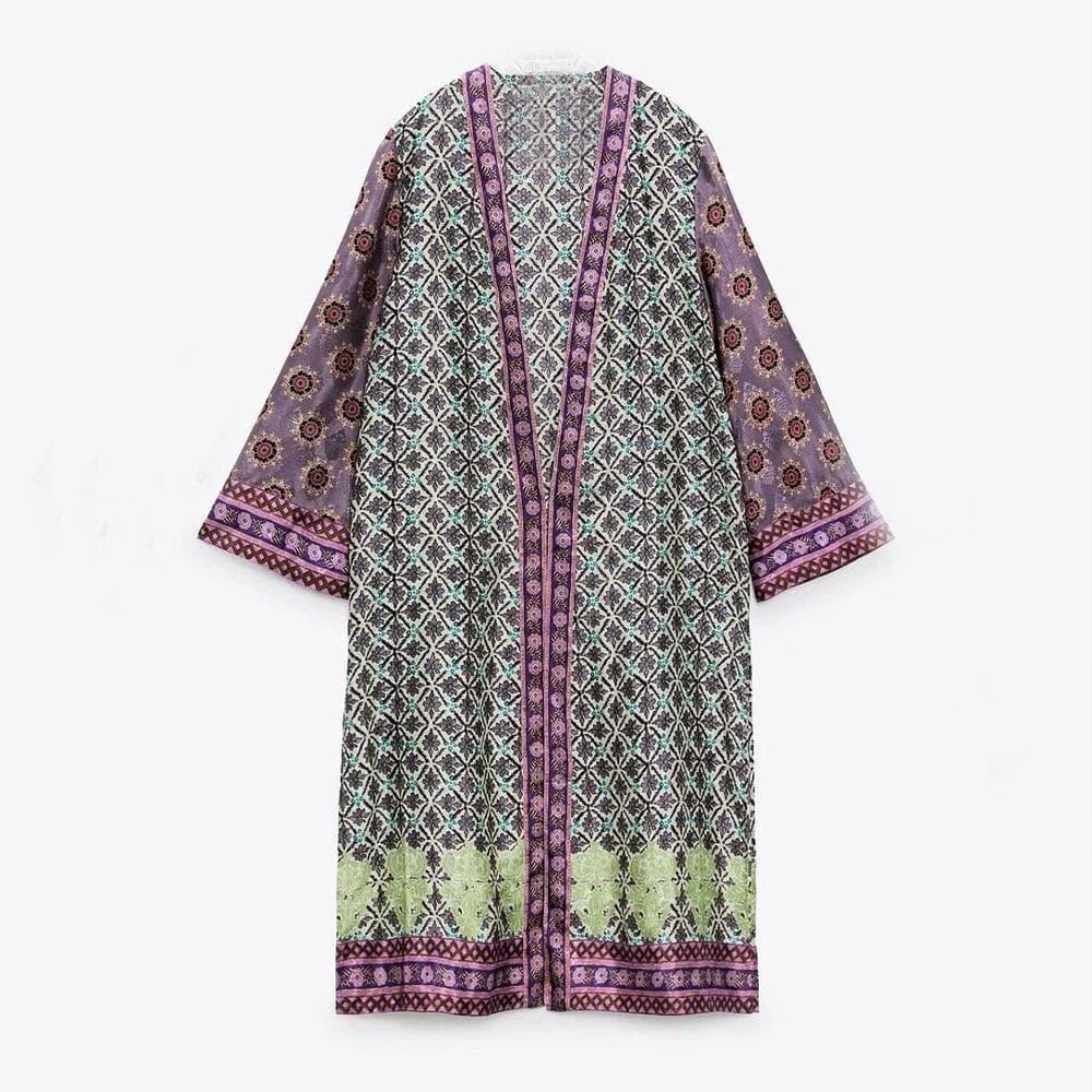 bohemian style v-neck long sleeve kimono