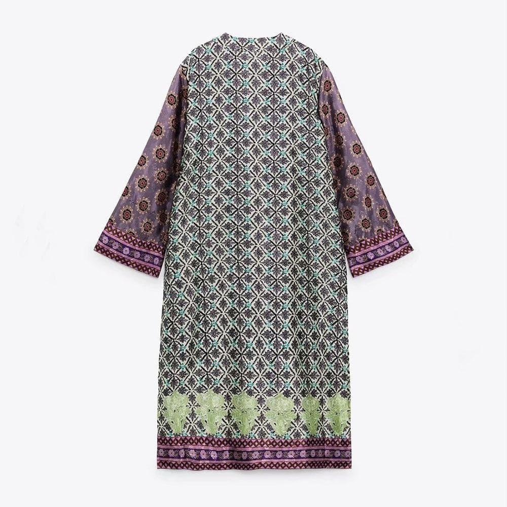 bohemian style v-neck long sleeve kimono