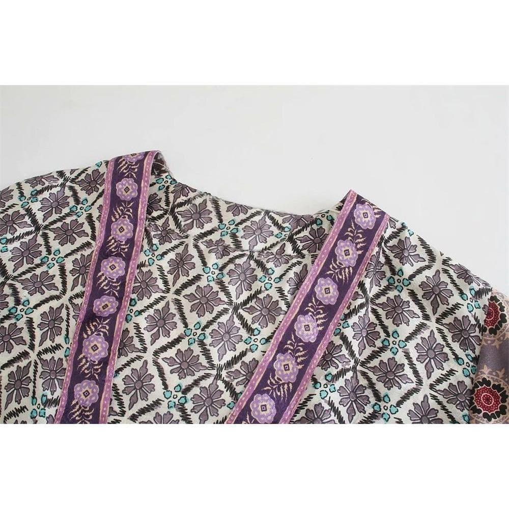 bohemian style v-neck long sleeve kimono
