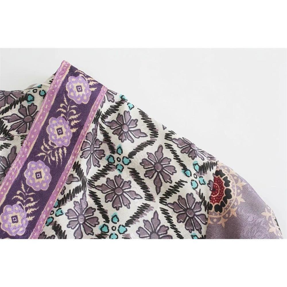 bohemian style v-neck long sleeve kimono