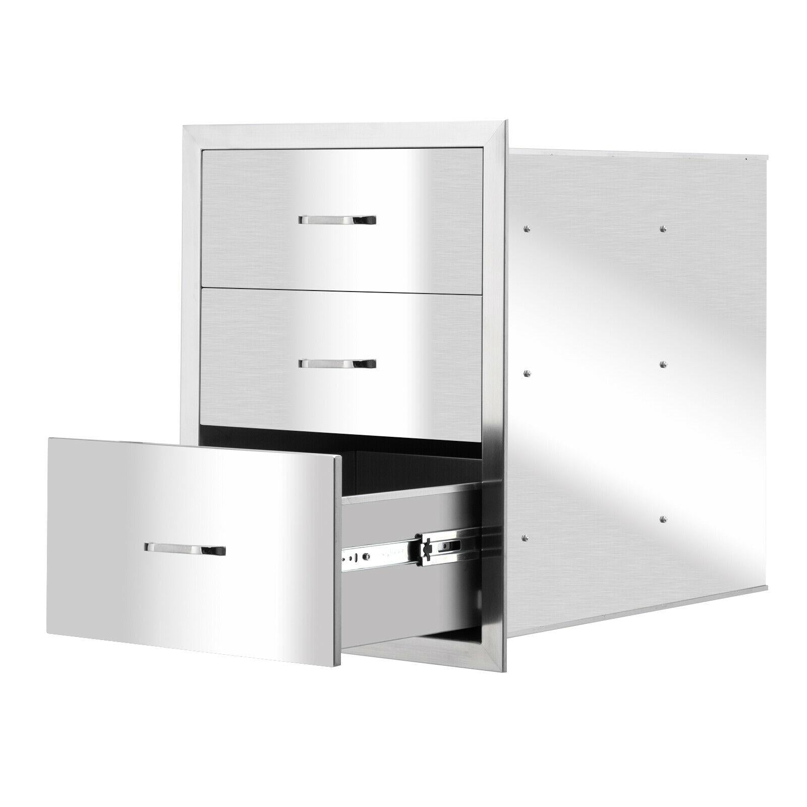 23"x18"x23" Outdoor Kitchen Drawer BBQ  Steel Access Drawer Silver