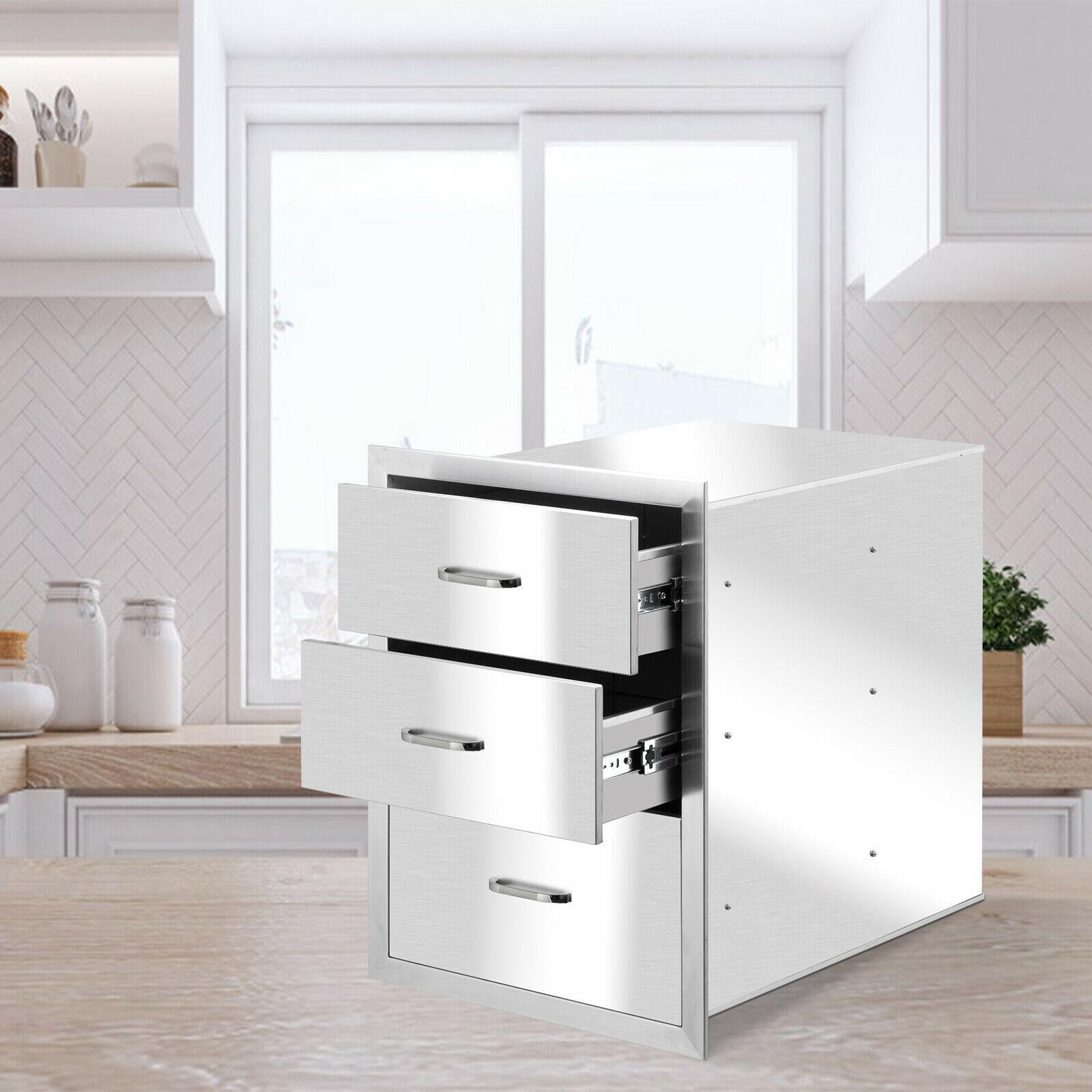 23"x18"x23" Outdoor Kitchen Drawer BBQ  Steel Access Drawer Silver