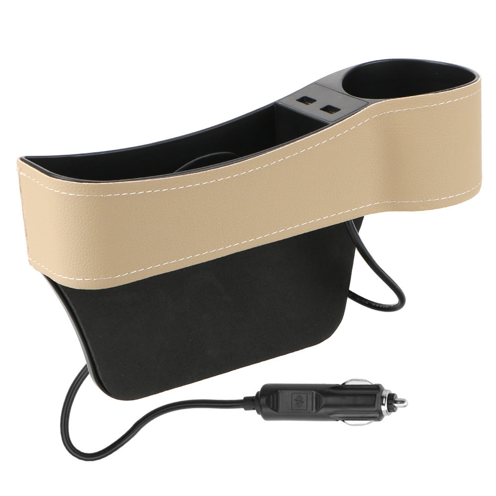 1PC Car StoraBox, Car Seat Gap Organizer Car Seat Clip Slot StoraBox Dual USB Charger Multifunctional Water Cup Holder StoraBox