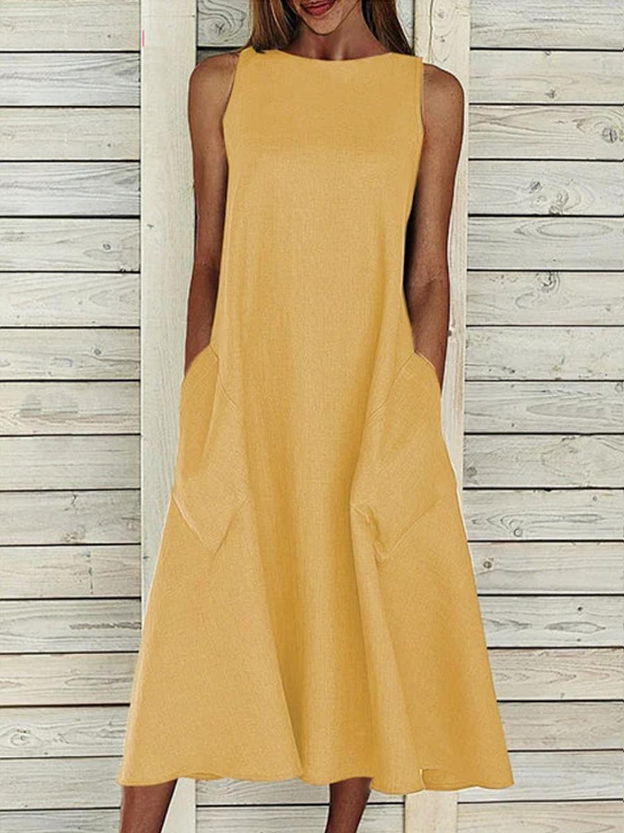 Women Casual Plain Sleeveless Dress