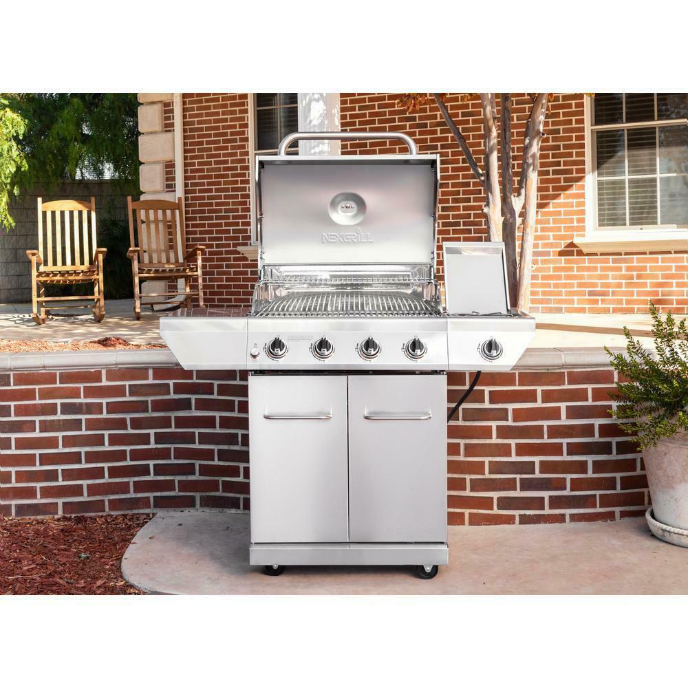 4-Burner Propane Gas Grill  Steel with Side Burner Electronic Ignition