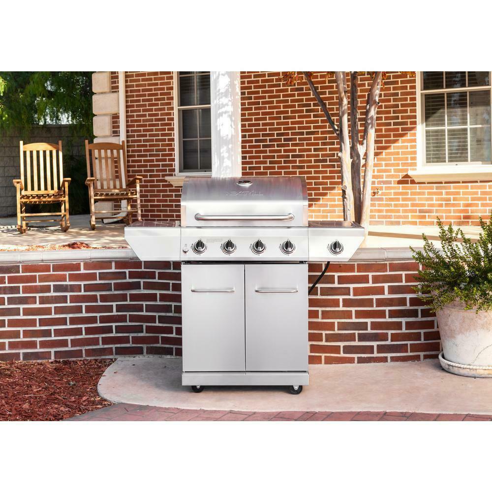 4-Burner Propane Gas Grill  Steel with Side Burner Electronic Ignition