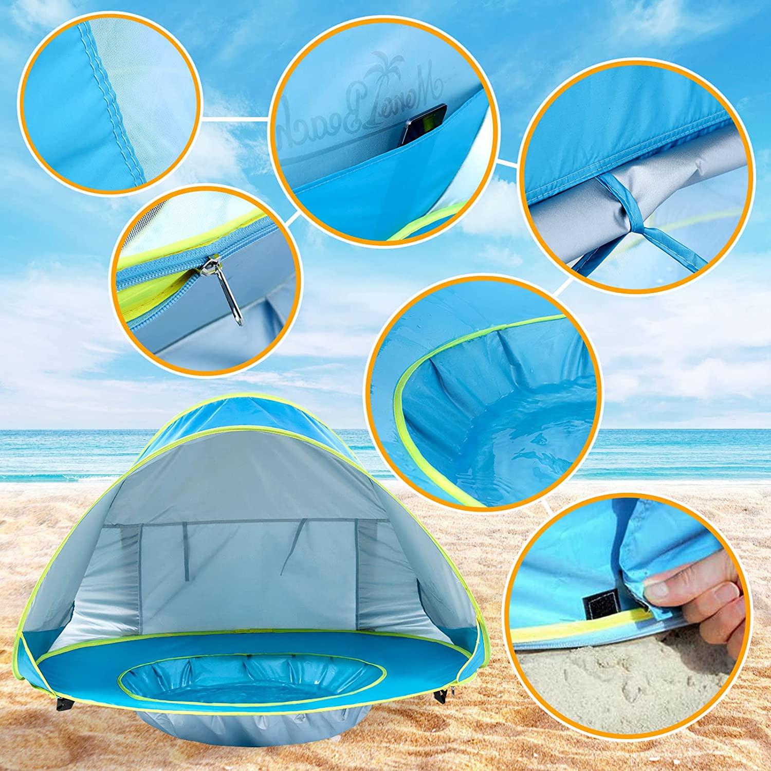 monobeach baby beach tent pop up portable shade pool uv protection sun shelter for infant