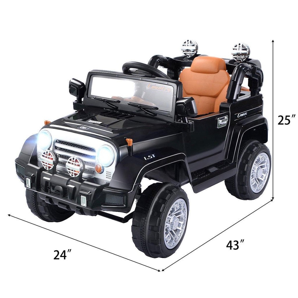 12V Electric Jeep Toy Car Kids Ride On Truck w/ RC Remote Control Lights Music MP3