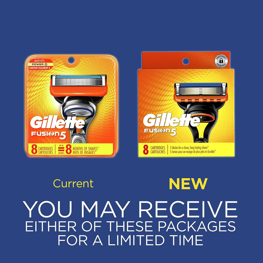 Gillette Fusion5 Mens Razor Blade Refills, 8 Count, Lubrastrip for a More Comfortable Shave