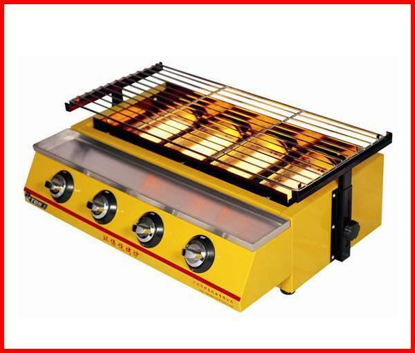 Commercial ET-K222 4 head gas-fired grill smokeless barbecue machine