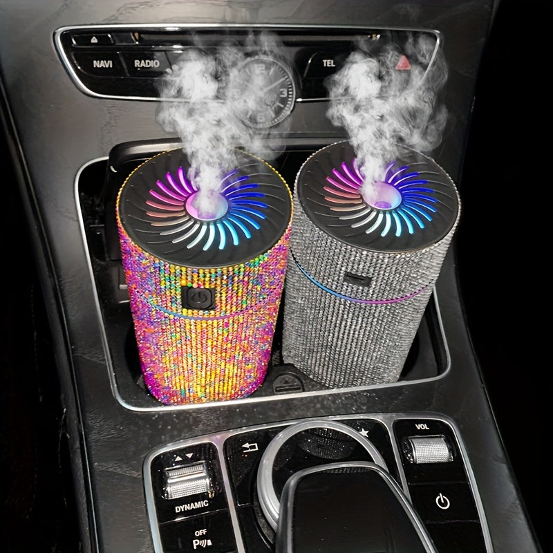 Luxury Rhinestone Car Diffuser Humidifier With LED Light Auto Air Purifier Aromatherapy Diffuser Air Freshener Car Accessories