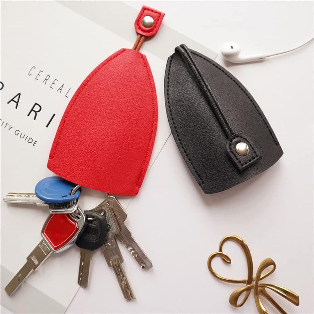 Car Key Case, 2PCS Creative Pull-Out Key Sleeve Keychain Bags, PU Leather Large-Capacity Protective Key Holder Hook (Red)
