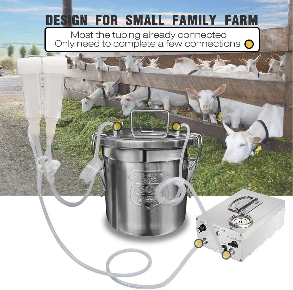 Hantop 6L Goat MilMachine, Rechargeable Pulsation Speed Adjustable Vacuum Pump with Pressure Gauge, 304  Steel Bucket Goat Milker Machine (Pro Plus)