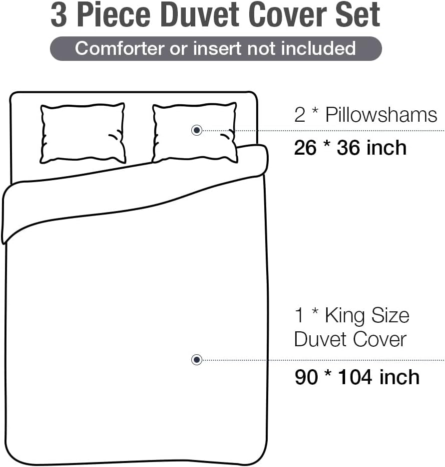 Lekesky Reversible Duvet Cover King Size, White Black Tree Branch Pattern Comforter Cover King 3pc Super Soft Microfiber Breathable Botanical Bedding Sets with Zipper Ties