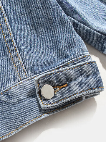 mens cotton button front outdoor stylish detachable hooded denim jacket with pocket