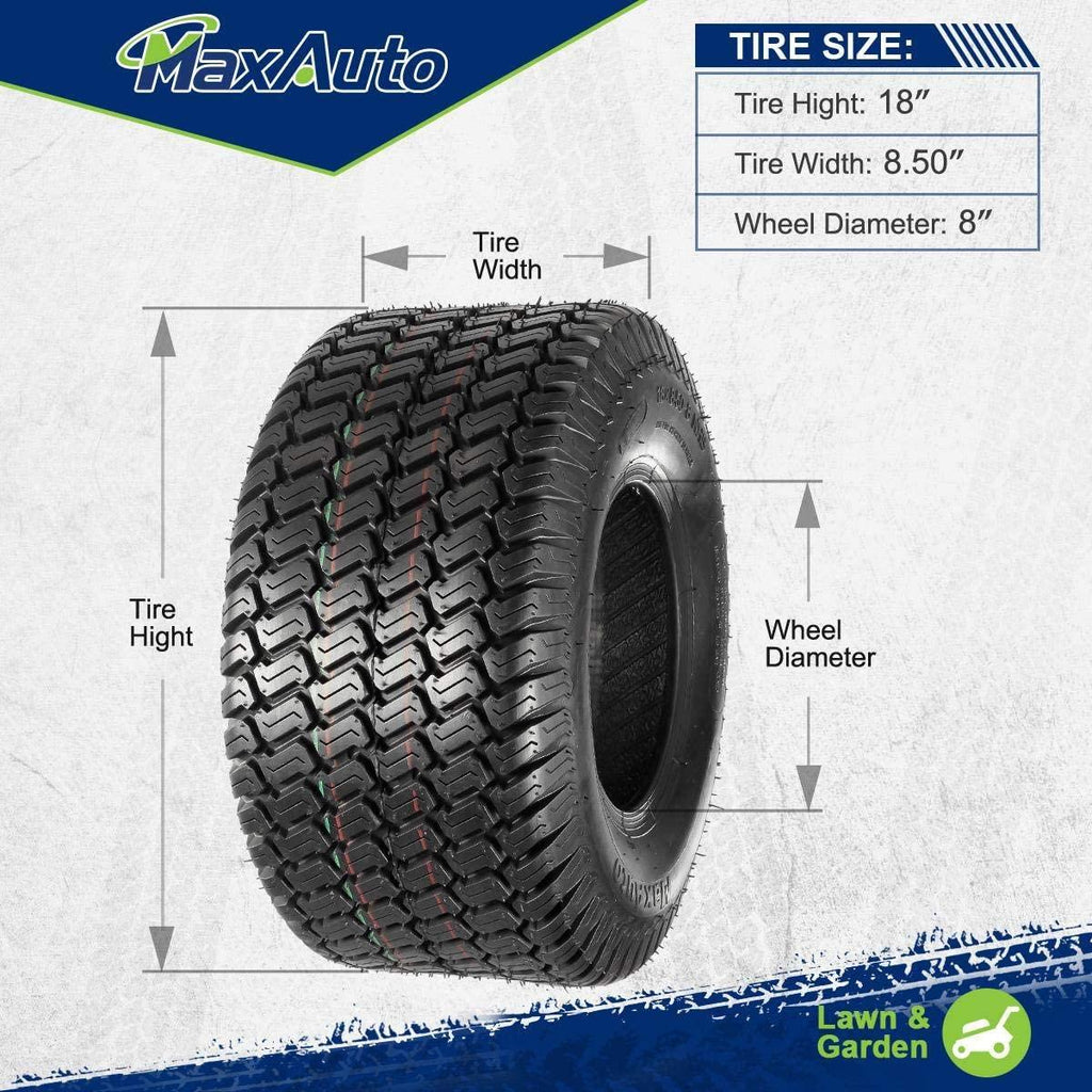 MaxAuto 18x8.50-8 18x8.5x8 Lawn Mower Golf Cart Turf Tires 4PR P332, Set of 2