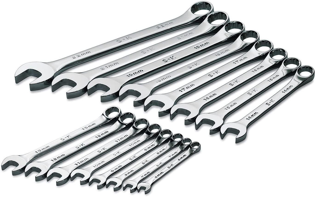 Sk Hand Tool LLC 86223 16 Piece 12 Point SuperKrome Metric Combination Wrench Set