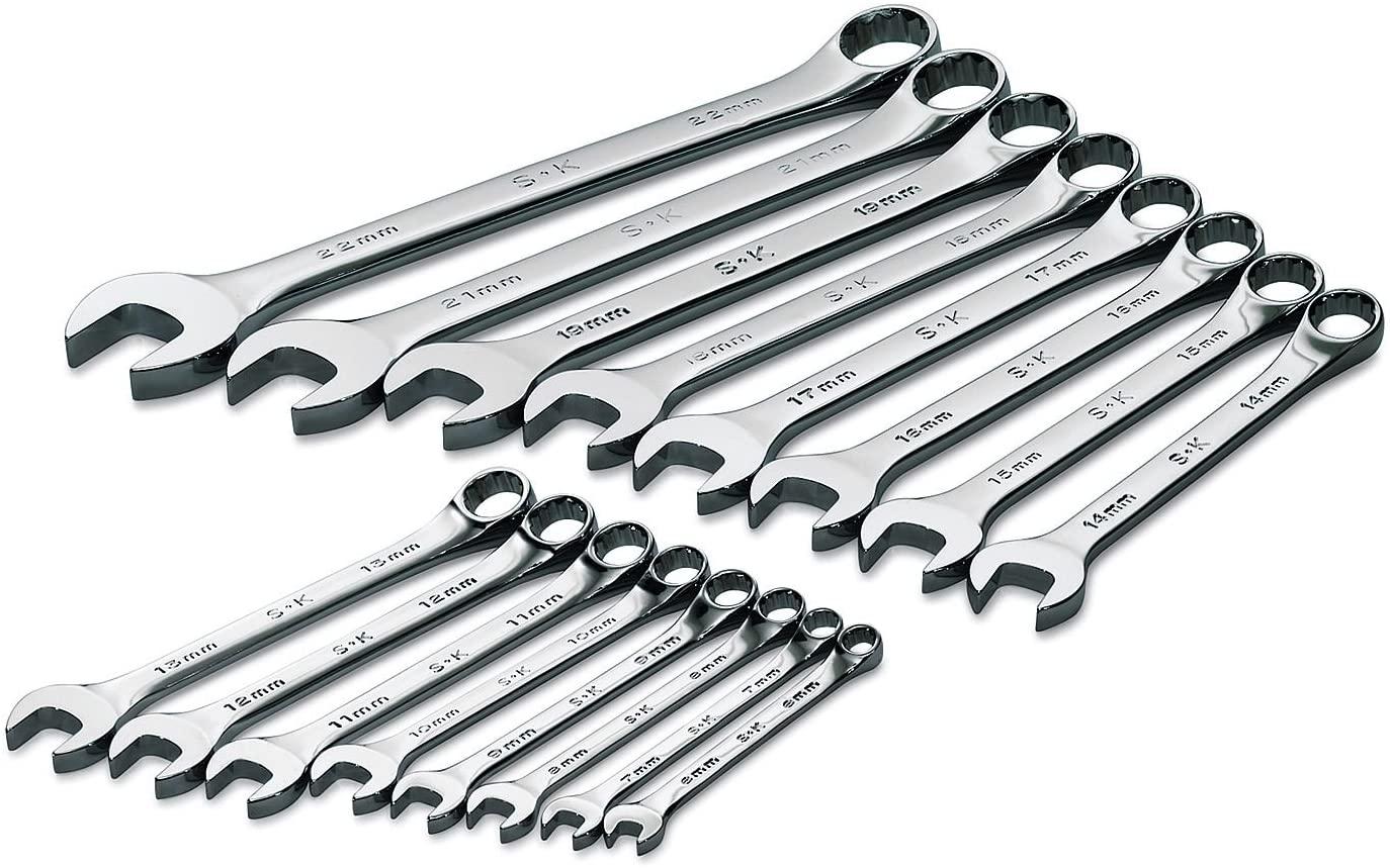 Sk Hand Tool LLC 86223 16 Piece 12 Point SuperKrome Metric Combination Wrench Set