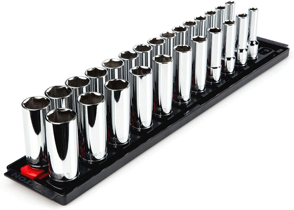 TEKTON 1/2 Inch Drive Deep 6-Point Socket Set, 26-Piece (3/8 - 1 in., 10 - 24 mm) | SHD92203