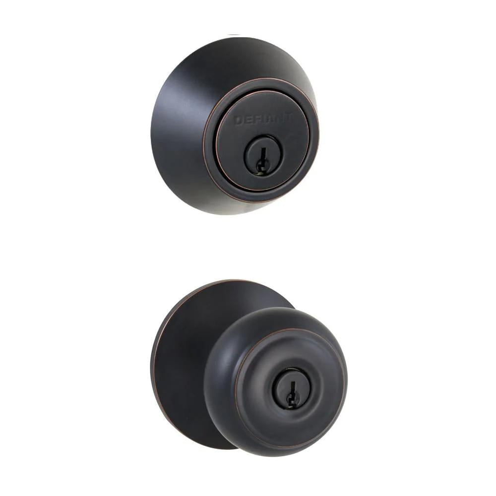 Hartford Aged Bronze Entry Knob and Single Cylinder Deadbolt Combo Pack