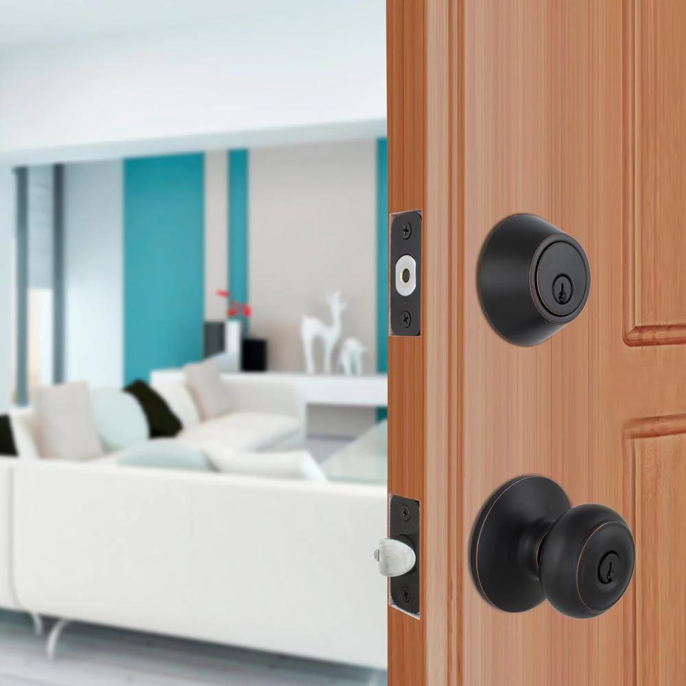 Hartford Aged Bronze Entry Knob and Single Cylinder Deadbolt Combo Pack