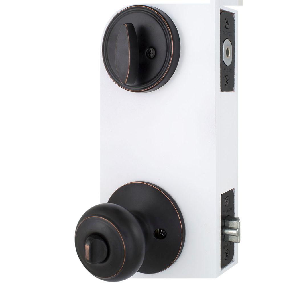 Hartford Aged Bronze Entry Knob and Single Cylinder Deadbolt Combo Pack
